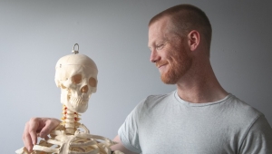 Josh and a skeleton